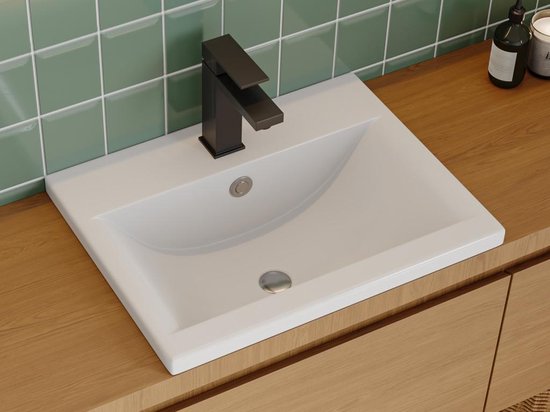 Vasque à poser unique en céramique - Rectangulaire - YASMAC