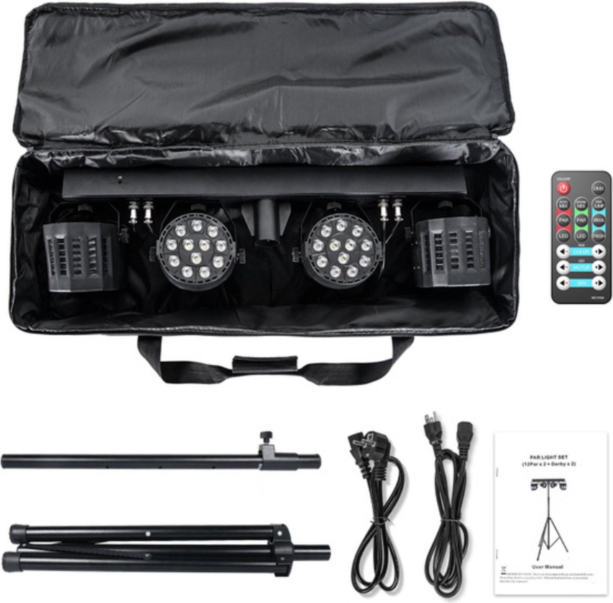 PartyBar met LedPar & LedDerby RGBW DMX inclusief transporttas en statief