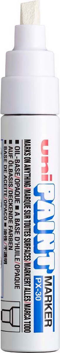 UNI Paint PX-30 Witte Paint Marker - 4 - 8,5 mm Beitelpunt - Verfstift Op Oliebasis, Geschikt Voor Vele Ondergronden Zoals; Glas, Papier, Ceramiek, Plastic of Metaal