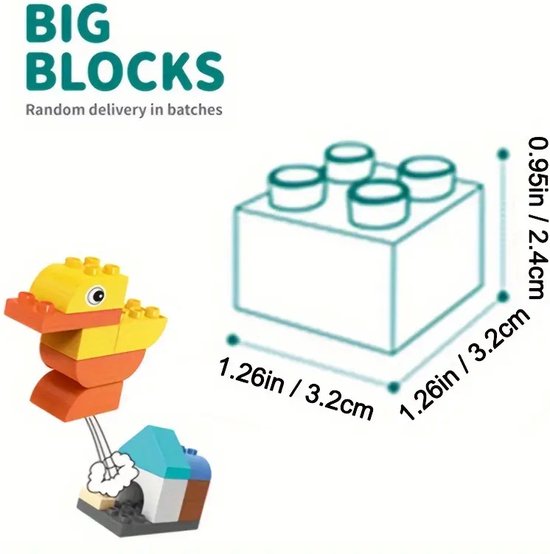 500g Educatieve Bouwblokken - DIY Grote Deeltjes Speelgoed - Geschikt voor Duplo® - Ontworpen voor Creativiteit en Verbeelding - Ideaal Cadeau voor Kinderen van Merkloos — afbeelding 3