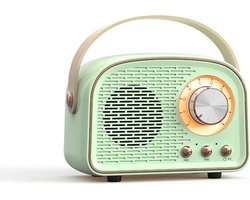 Retro Vintage Radio Bluetooth Speaker - Draadloze Stereo Speaker met FM Radio - Vintage Design - Bluetooth 5.0 Draadloze Speaker voor Kristalhelder Geluid - Perfect voor Thuis & Buiten - Lichtgroen