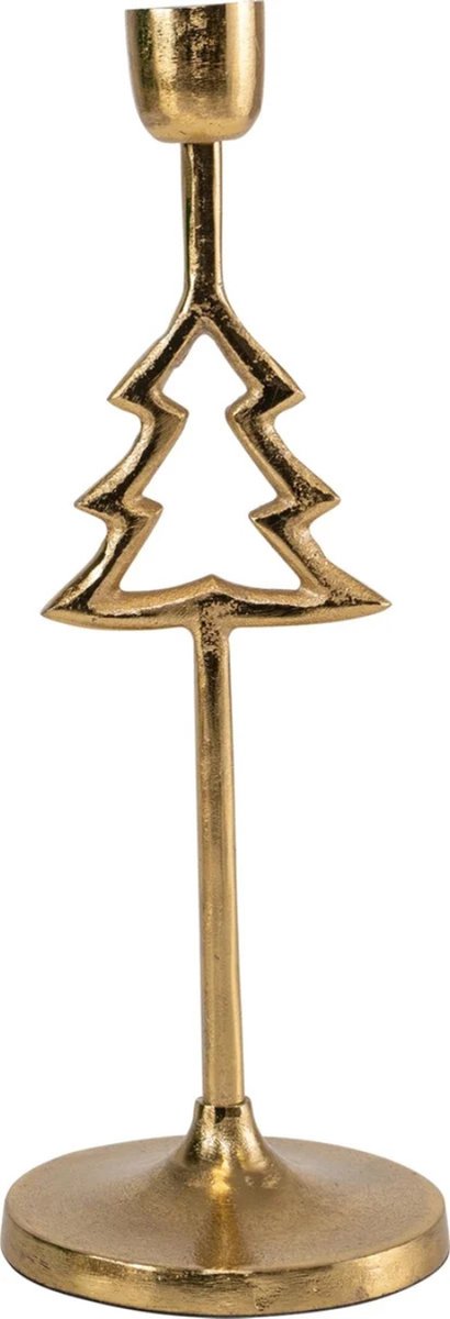 Lesliliving Kandelaar Kerstboom Metaal Goud Ø10x28cm