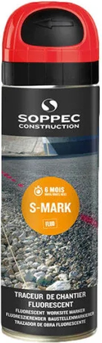 Markeringsverf Soppec S-MARK rood, spuitbus à 500 ml.