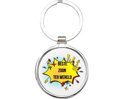 Akyol - Beste zoon ter wereld Sleutelhanger - zoon - De liefste zoon - Zoon sleutelhanger - kind sleutelhanger - Sleutelhanger zoon - Familie sleutelhanger - cadeautje - Zoon cadeau - boy - de liefste zoon - 4 x 7,5 CM