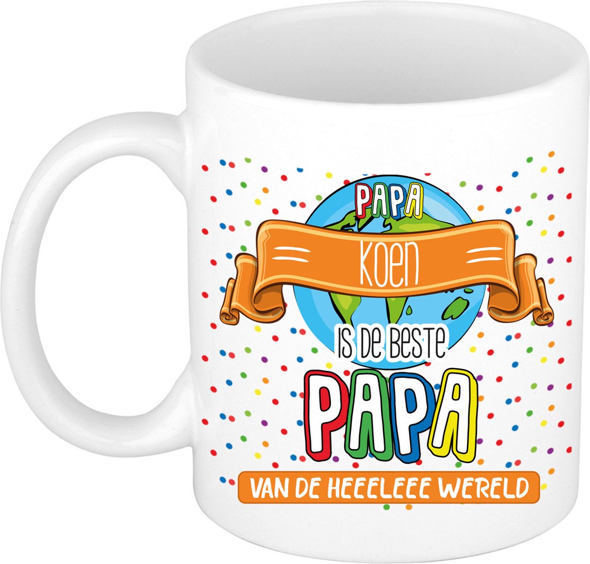 Bellatio Decorations Naam mok papa Koen - wit - de beste - keramiek - 300 ml - Vaderdag - cadeau