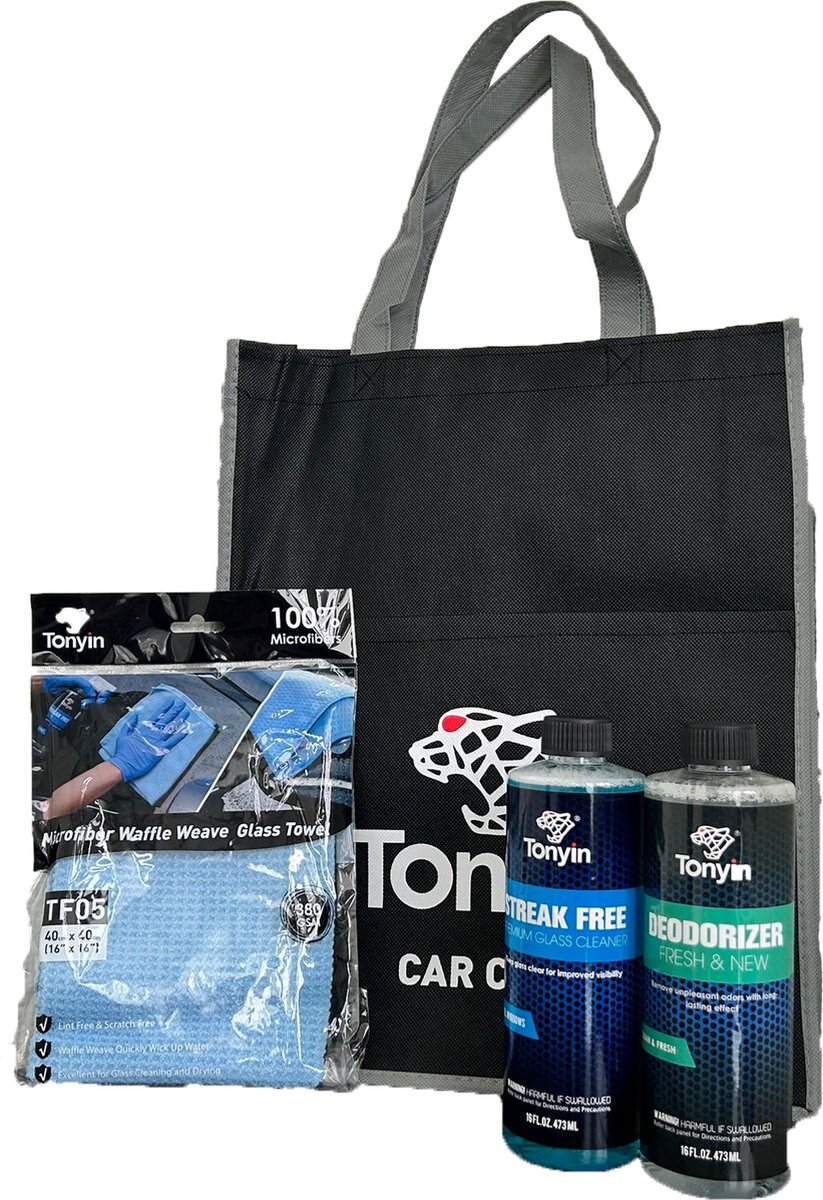 Tonyin | glasreiniger | Deodorizer | Microvezel doek | Cadeautas | Cadeau | Sinterklaascadeau | Kerstcadeau | Surprise