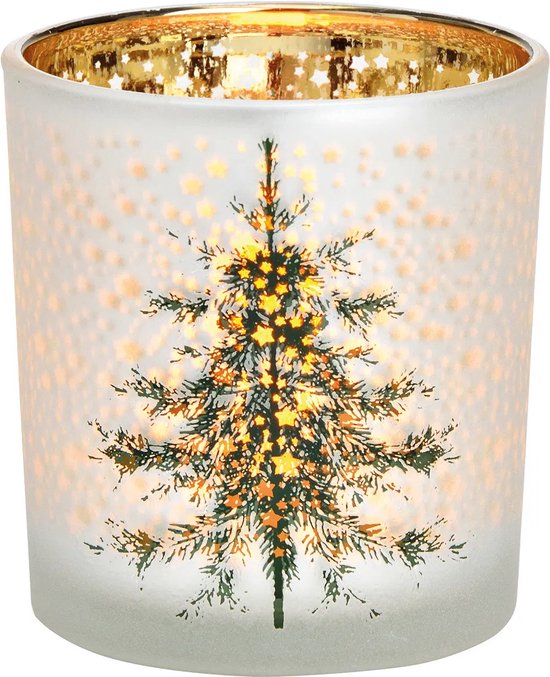 Waxinelichthouder sparkling kerstboom op een witte achtergrond