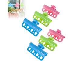 Wasknijpers - 6 Stuks - Wasrek - Knijpers - Wasgoedknijpers - Stevig - Anti Windknijpers - Handdoek Clips - Was Ophangen/Uithangen Knijpers - Multifunctionele - Poreuze - Outdoor En Vakantie Zomerartikelen - Blauw/Roze/Groen