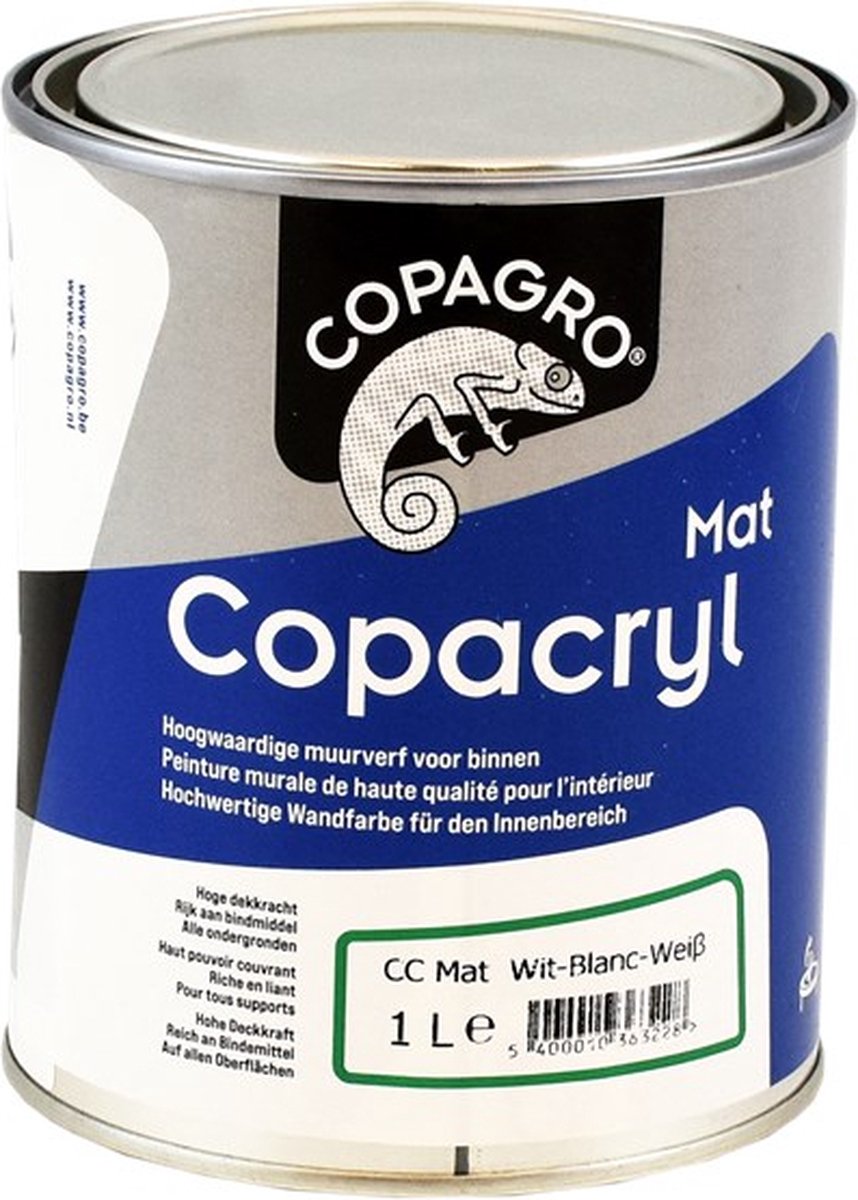 Copagro Copacryl Mat - 1 l - 7-9 m²/l - Wit - Afwerkingslaag