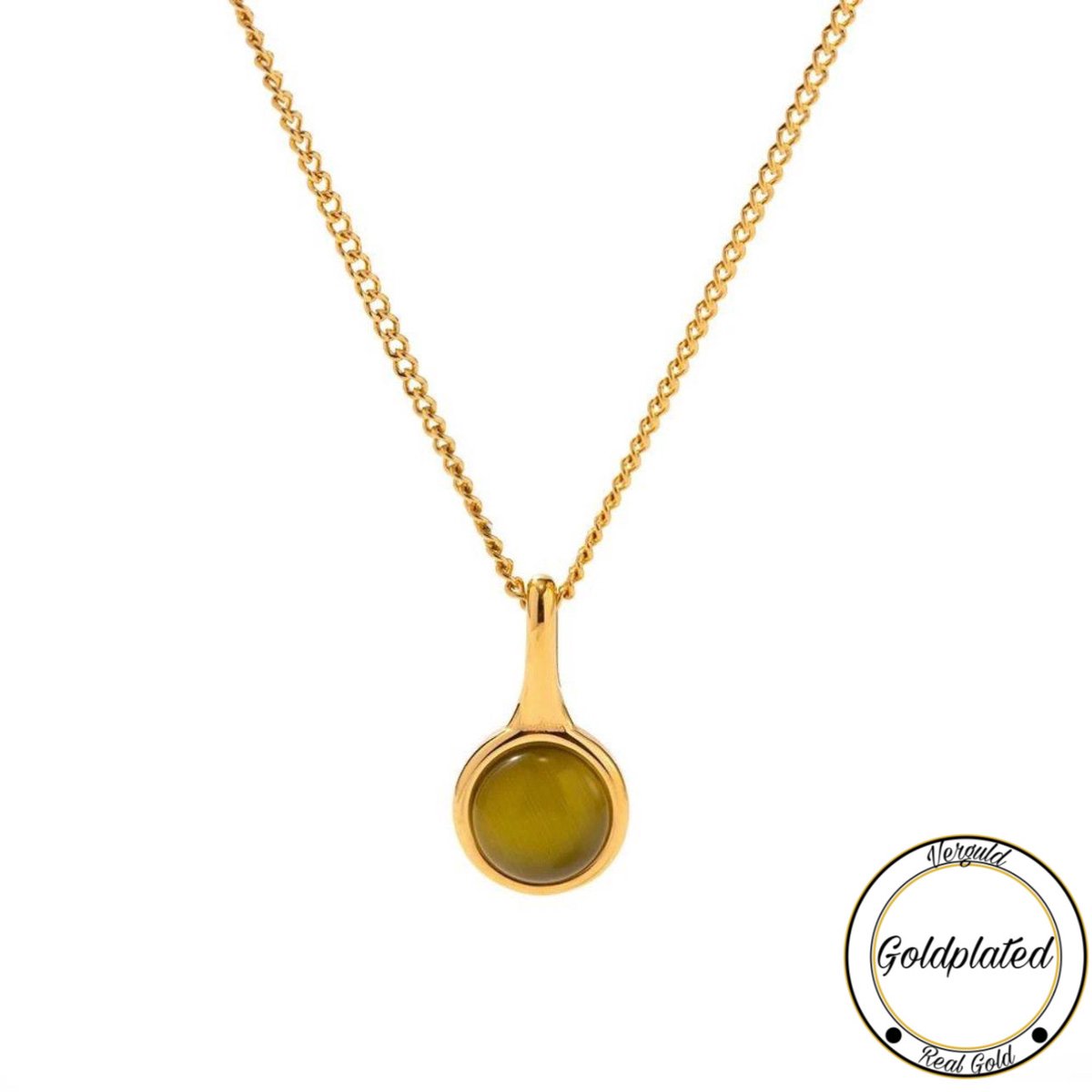 Soraro Jade Edelsteen Ketting | Jade Edelsteen | Goldplated | Goudkleurig | Vrouwen Sieraden | Dames Ketting | Vrouwen Ketting