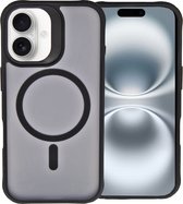 IYUPP Hoesje geschikt voor iPhone 16 Hoesje - Geschikt voor MagSafe - Shockproof Back Cover - Mat Zwart Transparant