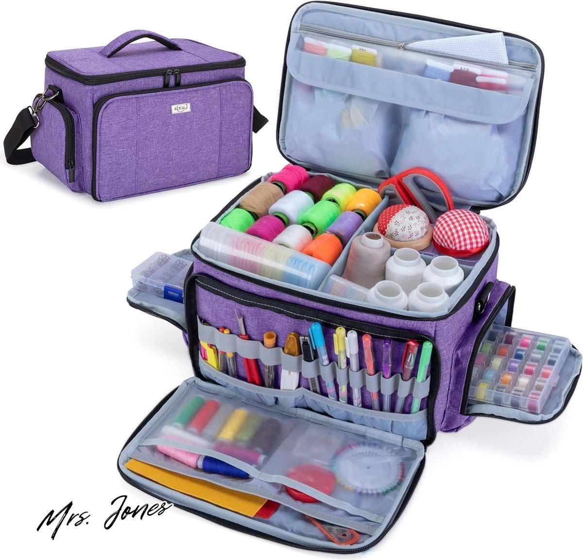 Mrs. Jones Opbergtas Naaiset Hoge Capaciteit Doos Naai-accessoires Schouderriem Naaidoos Luxja Sewing Kit Storage Bag High Capacity Shoulder Strap Sewing Box .