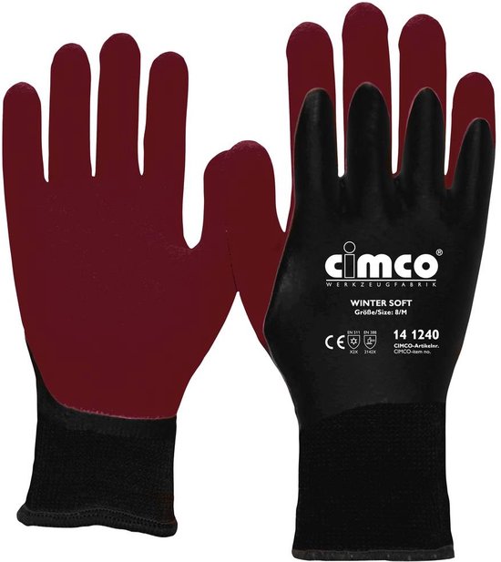 Cimco Winter Soft dunkelrot/schwarz 141243 Vinyle Gants de travail Taille: 11, XXL EN 388 1 paire(s)