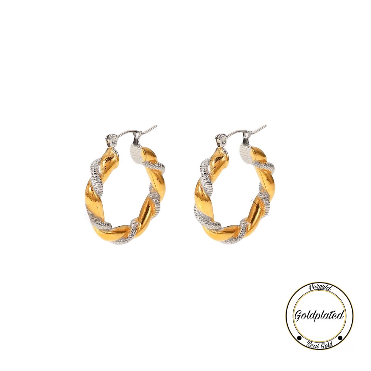 Soraro Gevlochten Dames Oorbel | Dames Oorbel Gedraaid | Goldplated | Roestvrij Staal Met Goldplated Laag | Zilverkleurig & Goudkleurig | Cadeau Voor Haar | Cadeau | Dames Sieraden | Best Verkochte Sieraden