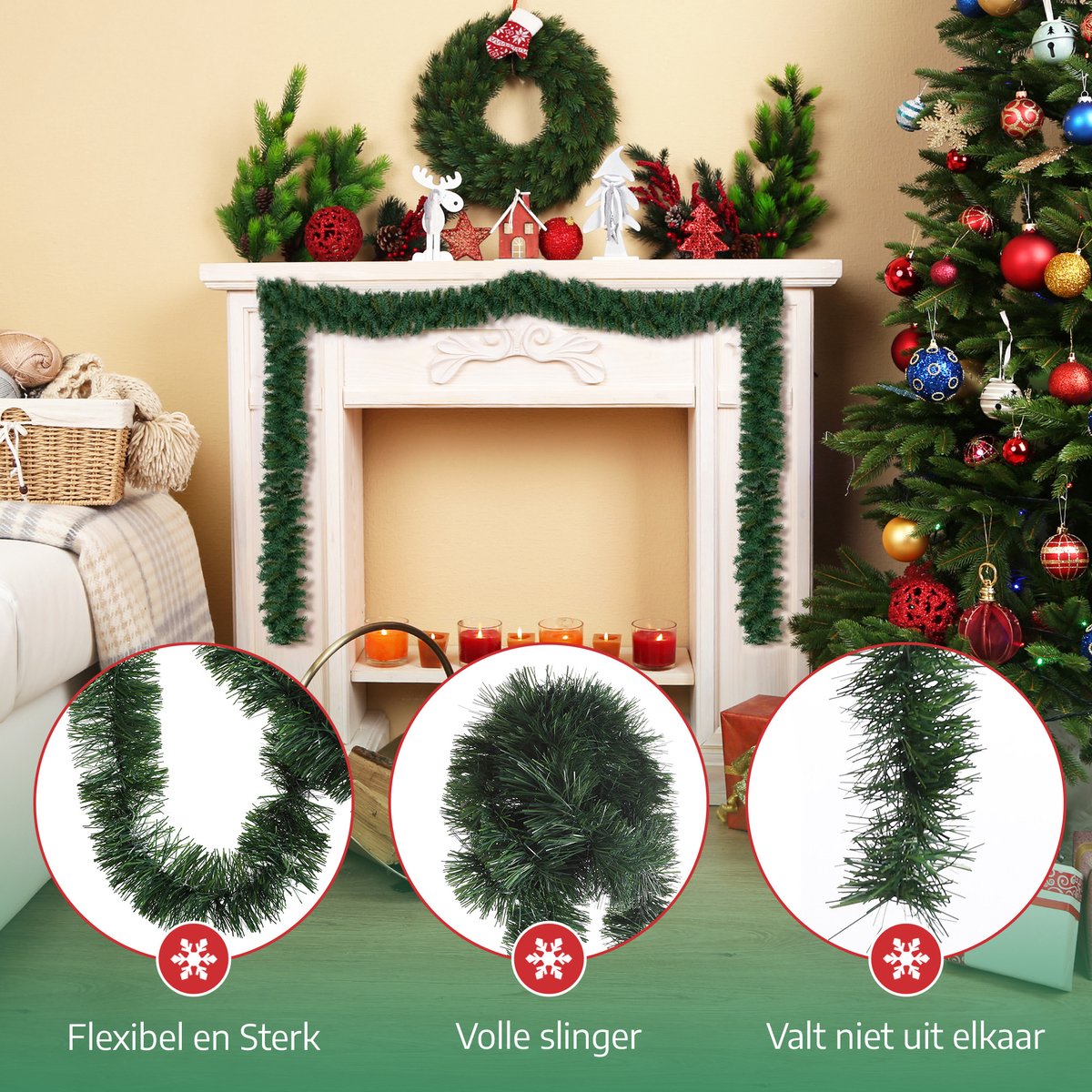 Meisterhome® Premium kwaliteit kunstkerstslinger, dennenslinger