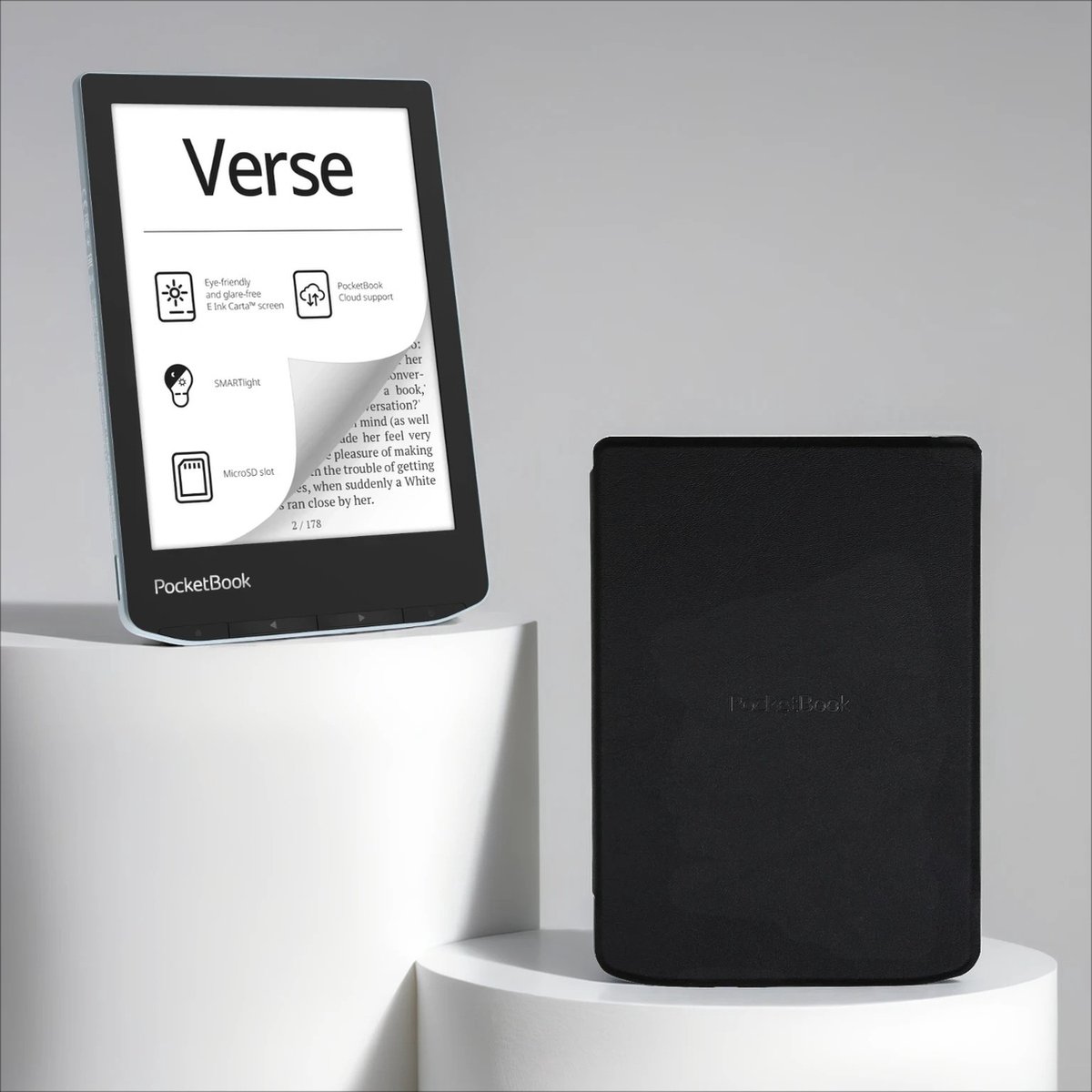 PocketBook Verse Bright Blue + Zwart PocketBook hoesje