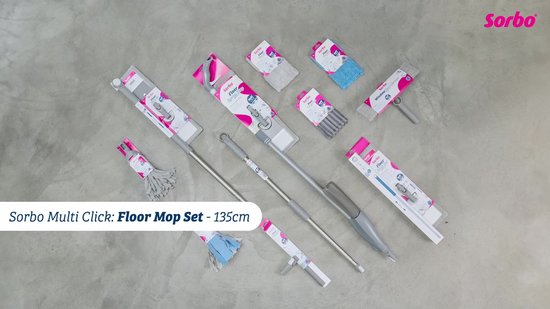 Sorbo Floor Mop Set - Absorberende Microvezeldweil, Wasbare en Herbruikbare Dweil, Uitschuifbare RVS Steel tot 135 cm, Uitbreidbaar met Sorbo Multi- Click Accessoires Sorbo Floor Mop Set - Absorberende Microvezeldweil, Wasbare en Herbruikbare Dweil, Uitschuifbare RVS Steel tot 135 cm, Uitbreidbaar met Sorbo Multi- Click Accessoires