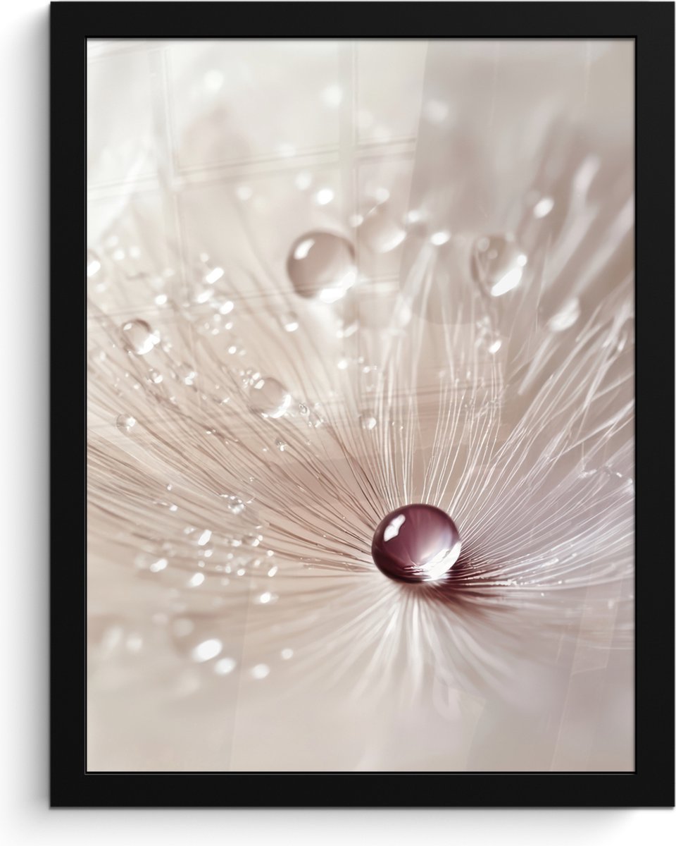 FrameYourWall Poster in lijst - Fotolijst 30x40 cm - Posters - Bloem - Abstract - Wit - Water - Natuur - Posterlijst zwart - Decoratie - Wanddecoratie woonkamer - Muurdecoratie slaapkamer Paardenbloem - Abstract