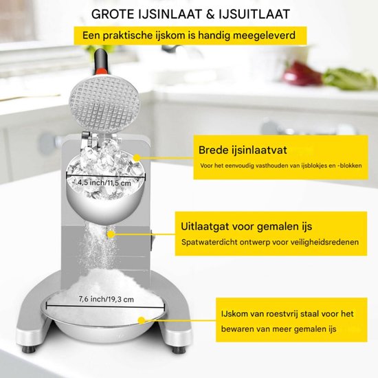 Happyment Ijscrusher Deluxe - Zilver - Smoothie maker - Slush maker- Cocktail ijs - RVS van Happyment — afbeelding 4