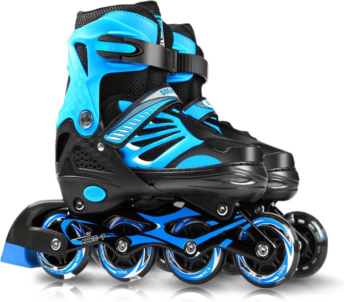 Collox Skeelers jongens - Verstelbare inline skates - Met oplichtende wieltjes - Blauw met zwart - Maat M ( 34-37)