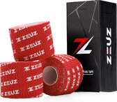 ZEUZ Grip Tape pour haltérophilie, CrossFit, fitness et sport – Hookgrip – Par rouleau de 4,5 mètres x 5 cm - Pack de 3 rouleaux adhésifs - Rouge.