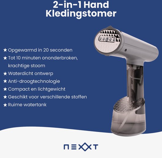 ZEEGMA Friskeer 2-in-1 Kledingstomer en Strijkijzer – 1640W Handstomer met 380ml Afneembaar Waterreservoir, Snelle Opwarming in 30 Seconden, 3 Stoomstanden, Inclusief Rukzak, Borstel en Handschoen