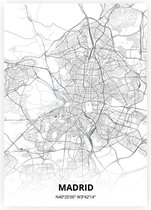 Madrid plattegrond - A2 poster - Zwart blauwe stijl