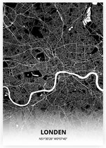 Londen plattegrond - A3 poster - Zwarte stijl