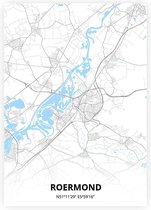 Roermond plattegrond - A2 poster - Zwart blauwe stijl