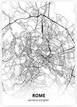 Rome plattegrond - A4 poster - Zwart witte stijl