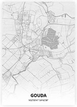 Gouda plattegrond - A4 poster - Tekening stijl