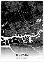 Schiedam plattegrond - A2 poster - Zwarte stijl