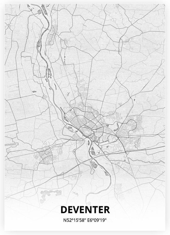 Deventer plattegrond - A4 poster - Tekening stijl