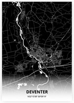 Deventer plattegrond - A4 poster - Zwarte stijl