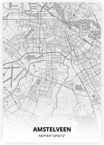 Amstelveen plattegrond - A4 poster - Tekening stijl