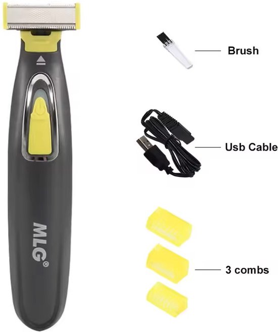 Krachtige Oplaadbare One-Blade Scheerapparaat - Multifunctionele Trimmer voor Gezichtshaar, Hoofdhaar en Lichaamshaar - 3 Opzetstukken om te Trimmen - Perfecte Lichaamshaar Verzorging voor Dames en Heren -
