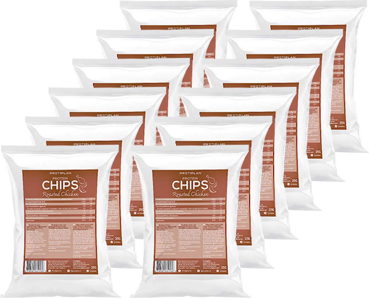 Goedkoopste Protiplan | Chips Geroosterde Kip | 12 stuks | 12 x 30 gram | Low carb snack | Eiwitrepen | Koolhydraatarme sportvoeding | Afslanken met Proteïne repen | Snel afvallen zonder hongergevoel!