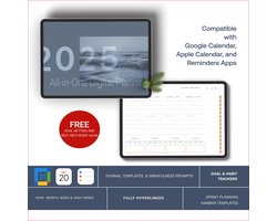 Glimmery Moments | Digital Life Coach Jaarplanner 2025 – Digitale Agenda voor Structuur, Balans en Haalbare Doelen – Jaar-, Maand-, Week- en Dagoverzichten – Werkt o.a. met GoodNotes