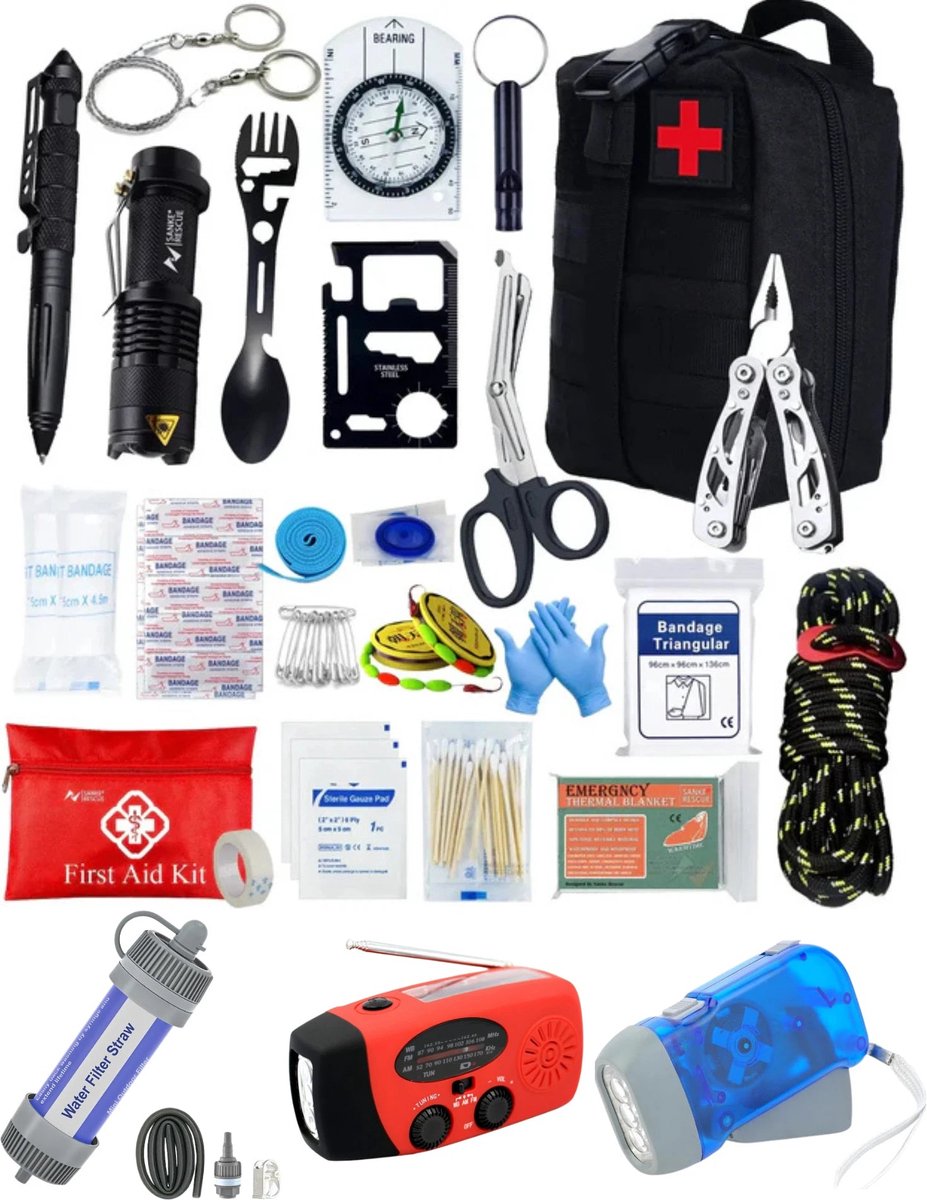 Noodpakket Compleet Survival Pakket - Noodradio - Waterfilter - First Aid - Black Out