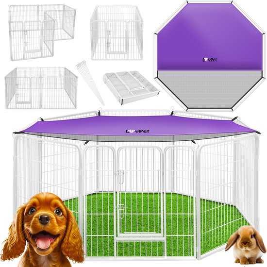Puppyren Hamerslag Koppelpennen Hondenbench Hond Puppy Ren met 6 Kennelpanelen,puppyhuis voor honden konijnen kleine huisdieren met deur 60 x 80 cm Kleuren zwart