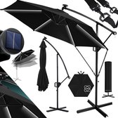 Bol.com KESSER® Zweefparasol met LED Solar Verlichting en voet 350cm x 350cm - Parasol 360° Draaibaar Incl. Beschermhoes Tuinpar... aanbieding