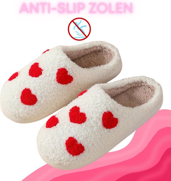 Twenty4seven® Hartjes Pantoufles femmes Femme - Pantoufles - Chaussures de Maison Wit - Taille 39/40