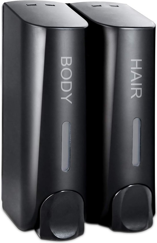 Distributeur de savon mural - Distributeur de savon suspendu - Distributeurs de savon - Distributeurs de savon - 2 réservoirs - 2x350 ml - Rechargeable - ABS - Zwart