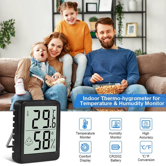 Thermomètre intérieur - Thermomètre domestique - Station météo intérieure - Thermomètre intérieur numérique - Thermomètre d'ambiance - Thermomètre intérieur - Thermomètre domestique intérieur - Thermomètre numérique - Binnenshuis