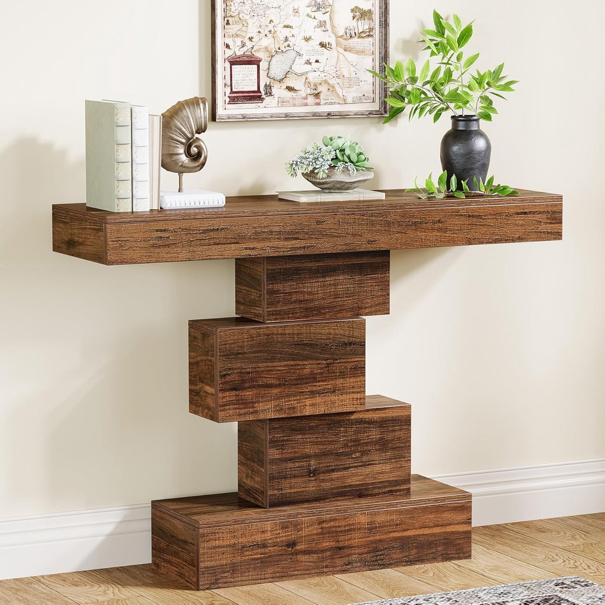 Tribesigns Consoletafel - Dressoirtafel - Industrieel - Bijzettafel - Hout/Metaal - Rustiek Bruin - 108 x 30 x 80 cm