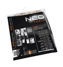 Verpakking van Neo Tools werkbroek, met afbeeldingen van de broek.