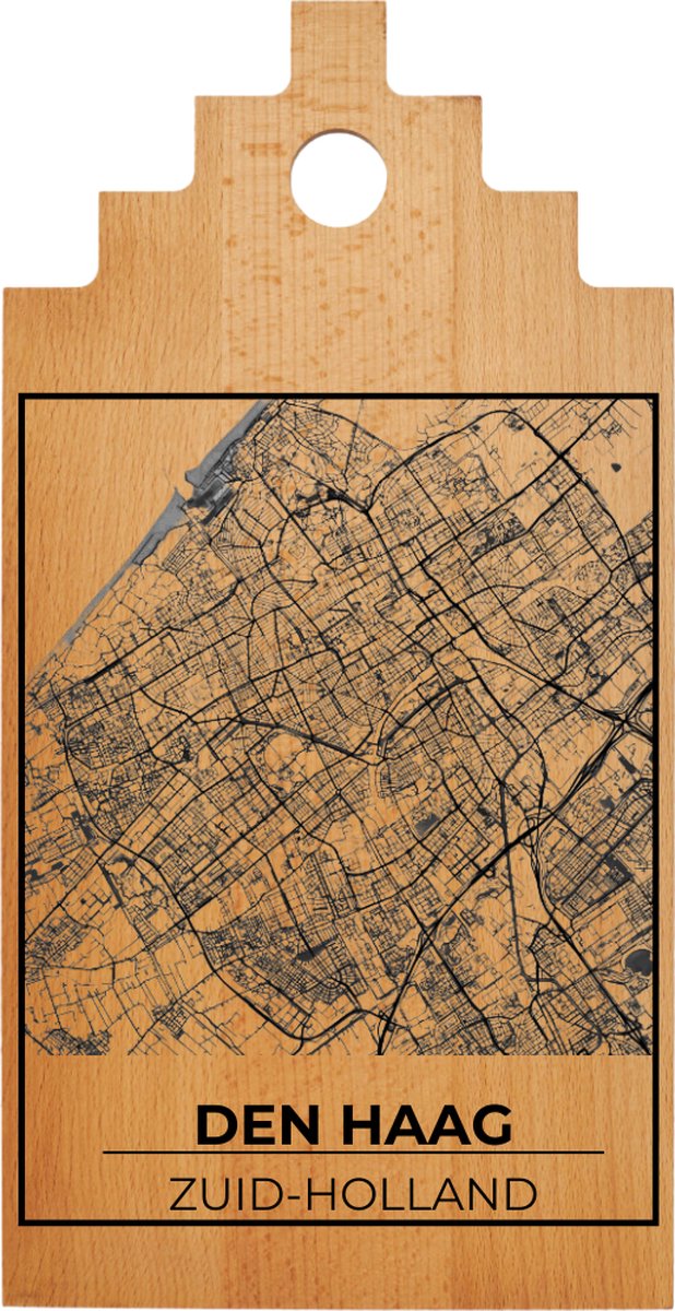 JM Woods - Borrelplank - Serveerplank - Hapjesplank - Kaasplank - Plattegrond - DEN HAAG - Gepersonaliseerd - Cadeau tip!