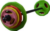 Bodypumpset RS Sports 130 - Halterset - 40 kg - Groen/Geel/Roze