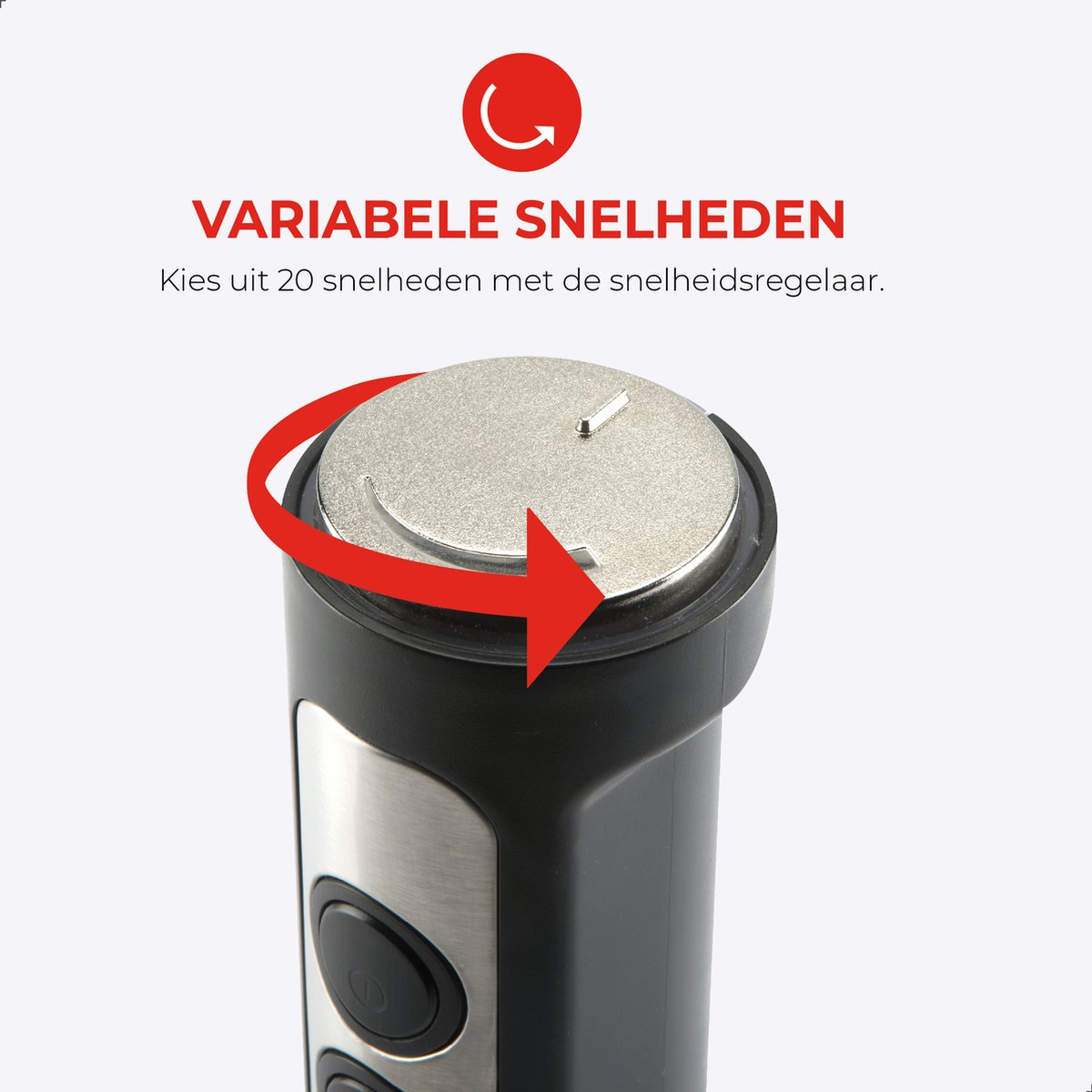 Bourgini Staafmixer - 4-delige Krachtige RVS Staafmixer set -20 snelheden - Garde - Hakmolen 600ml - Maatbeker 800ml - 1500W – foto 4