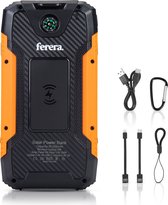 Bol.com Ferera Solar Powerbank - 30.000 mAh - Powerbank Noodpakket Zonne-energie - Ingebouwde Kabels - 2 Extra Accessoires - Hog... aanbieding